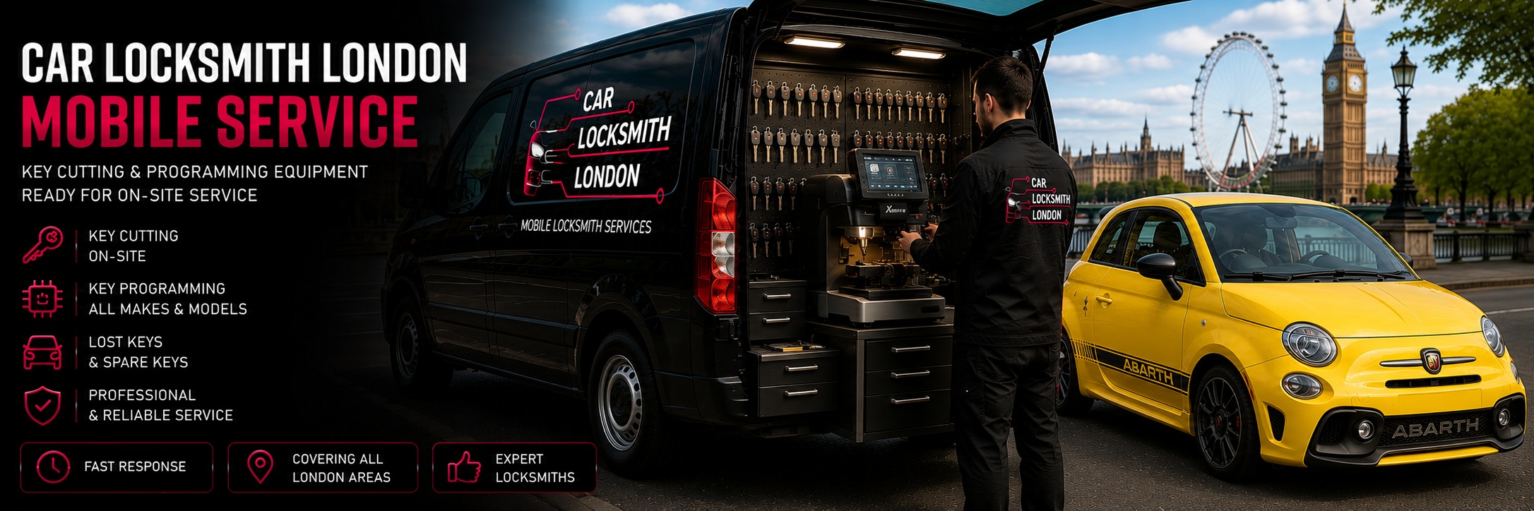 Car Locksmith London mobile van with key cutting and programming equipment ready for on-site service